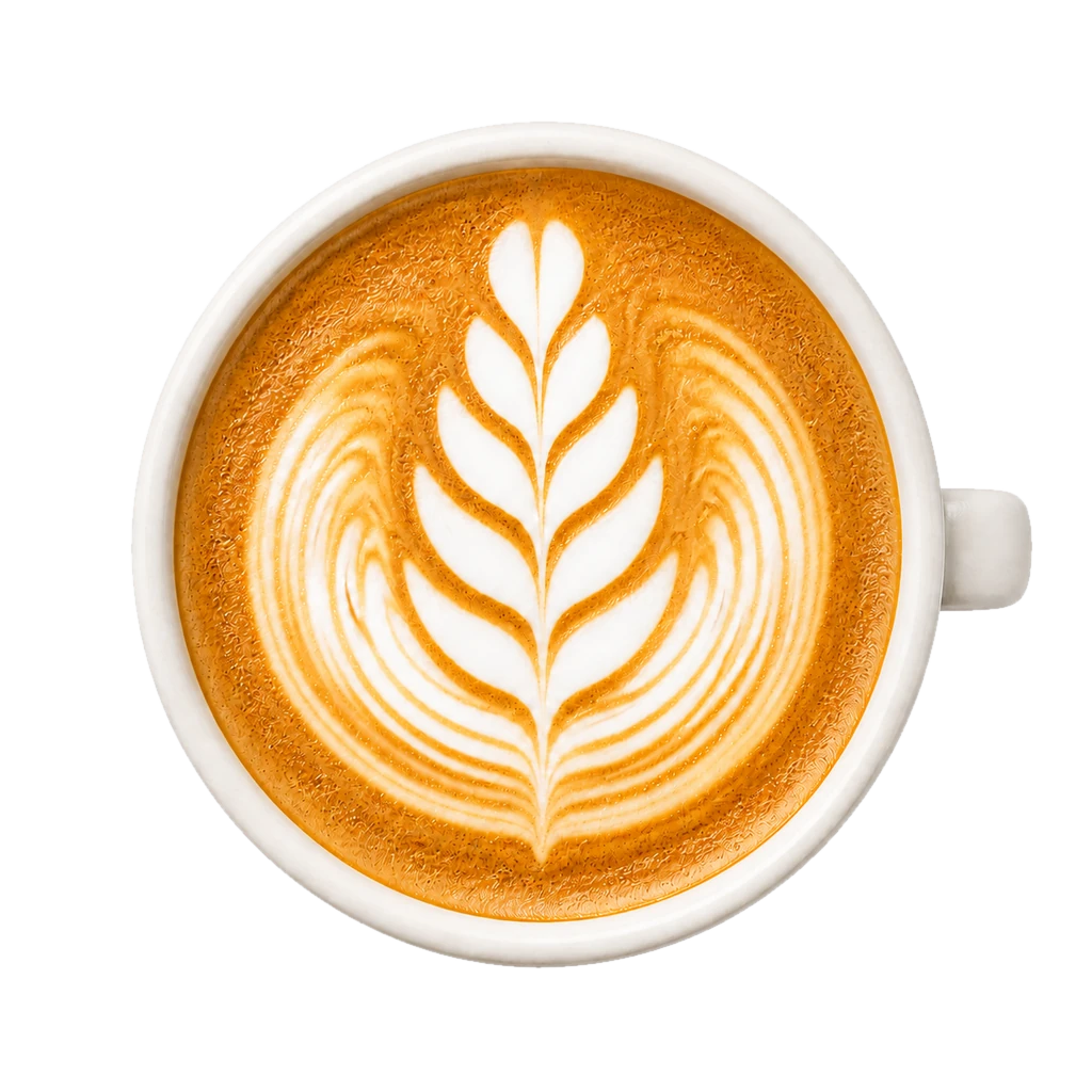Von oben fotografierte Tasse mit Latte Art